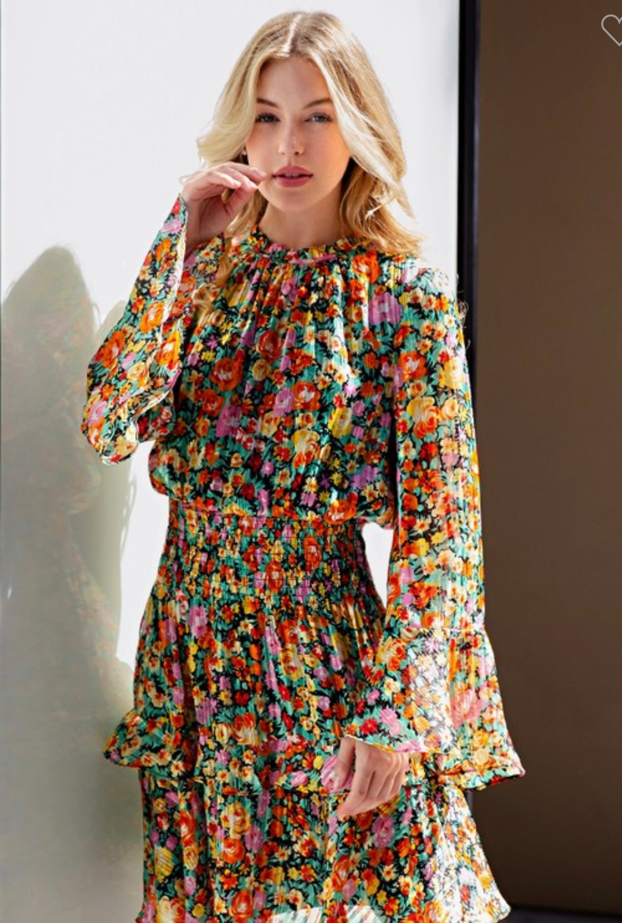 Floral Smocked Waist Tiered Dress