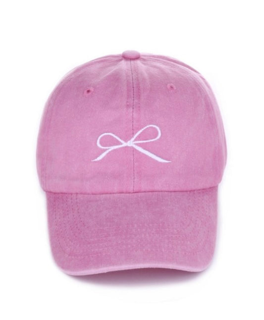 Coquette Bow Embroidered Washed Cotton Ball Cap