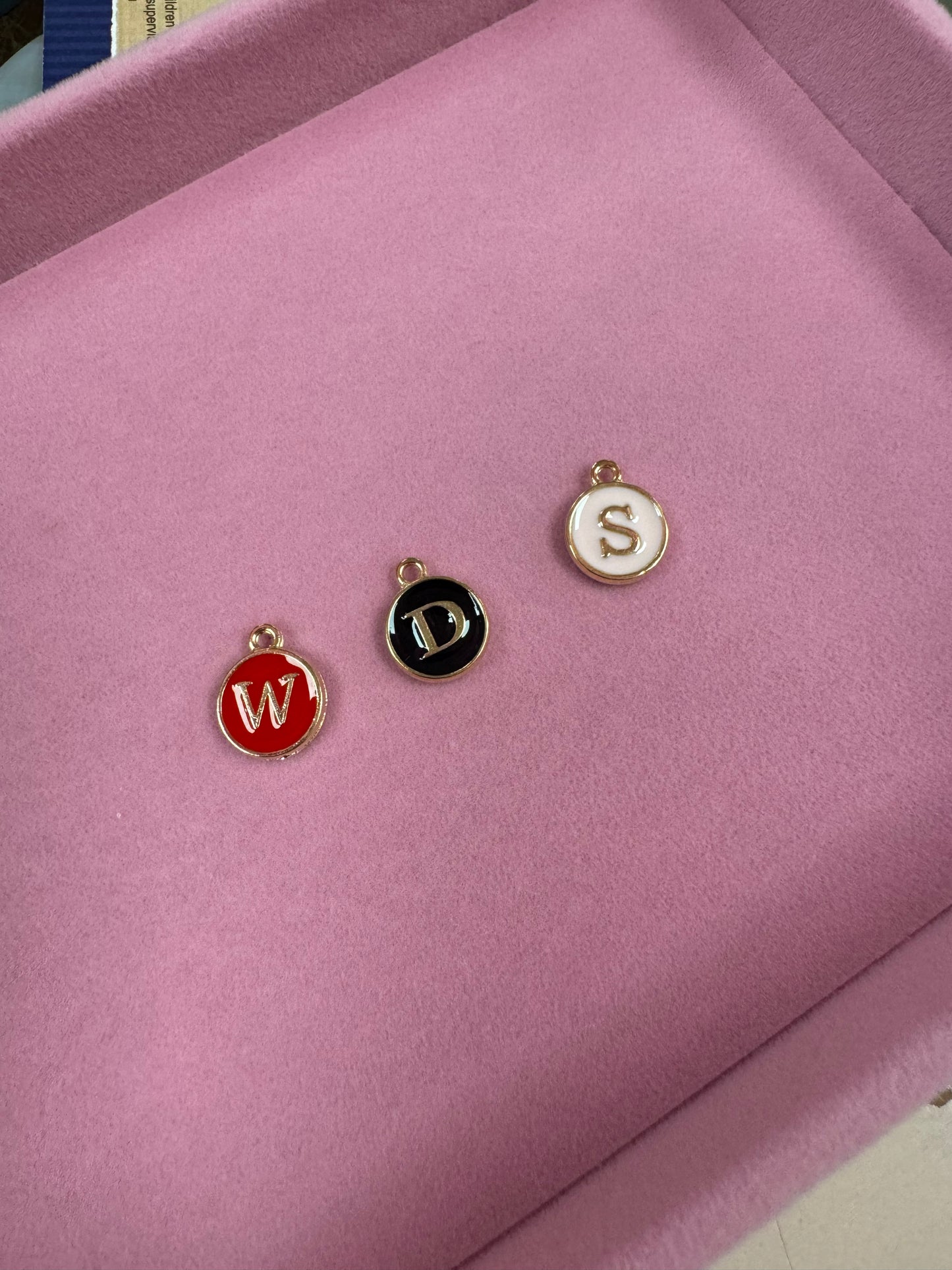 TCB Gold and Enamel Letter Charms