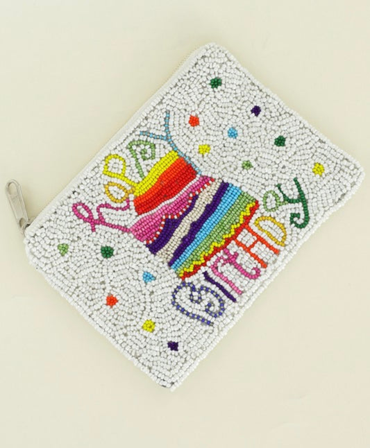 Rainbow Happy Birthday Seed Bead Coin