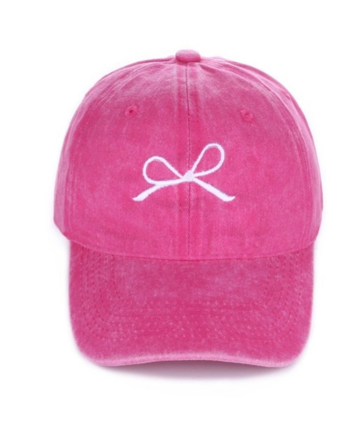 Coquette Bow Embroidered Washed Cotton Ball Cap