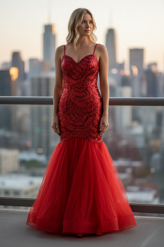 Prom Red Madison James Size 4 $349