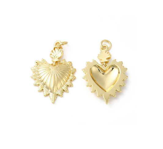 TCB Gold Burning Heart Charm