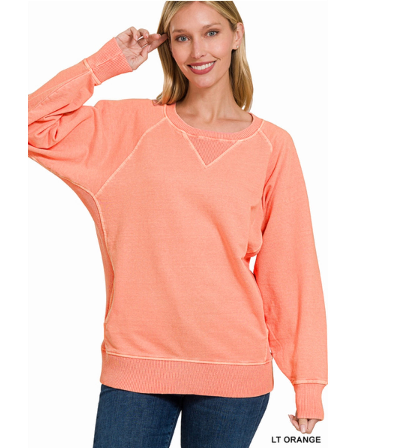 Pigment Dyed French Terry Pullover With Pockets