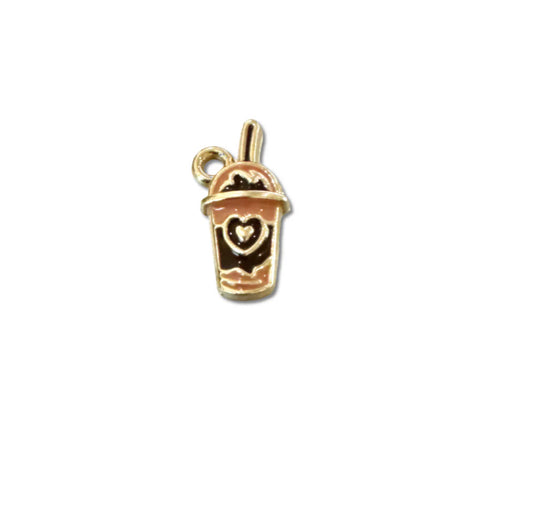 TCB Gold Enamel Cafe Latte Charm