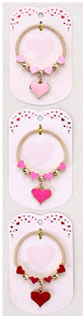 Enamel Heart Charm Stretch Bracelet