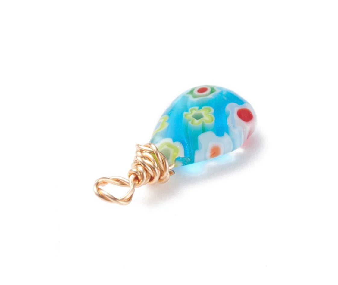 TCB Gold Assorted Floral Millefiori Glass Charm