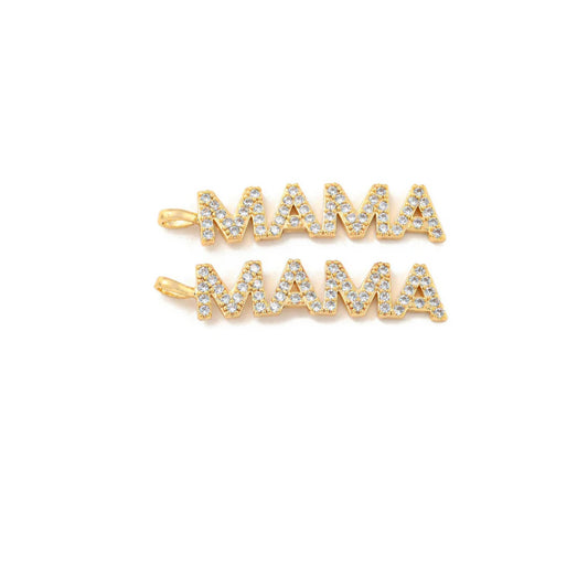 TCB Gold Pave MAMA Bar Charm