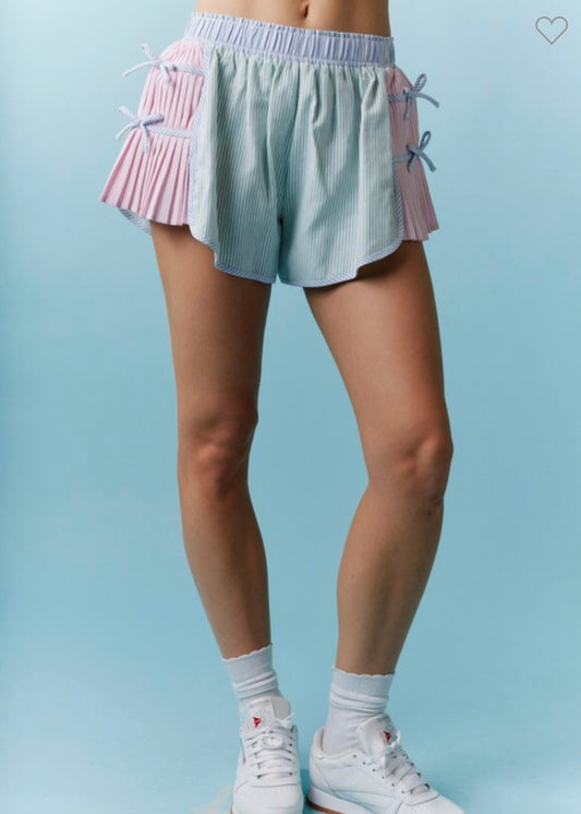 Ribbon Tied Pleated Shorts
