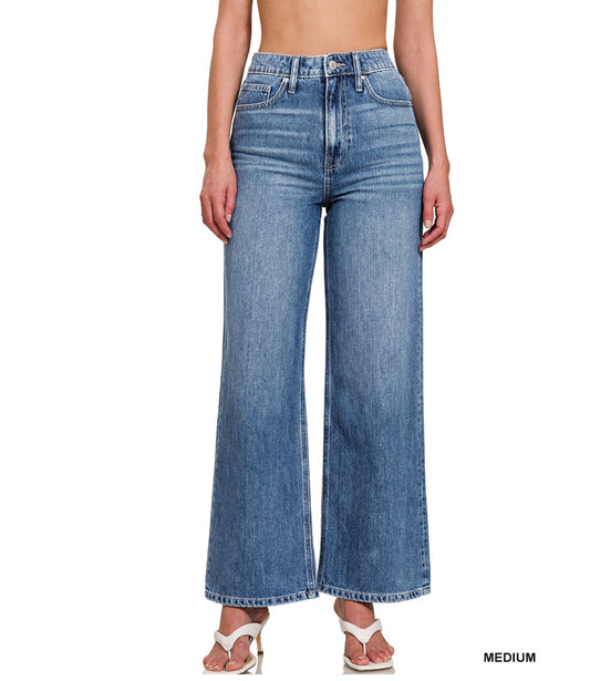 ZENANA HIGH WAIST WIDE LEG STRAIGHT DENIM JEAN
