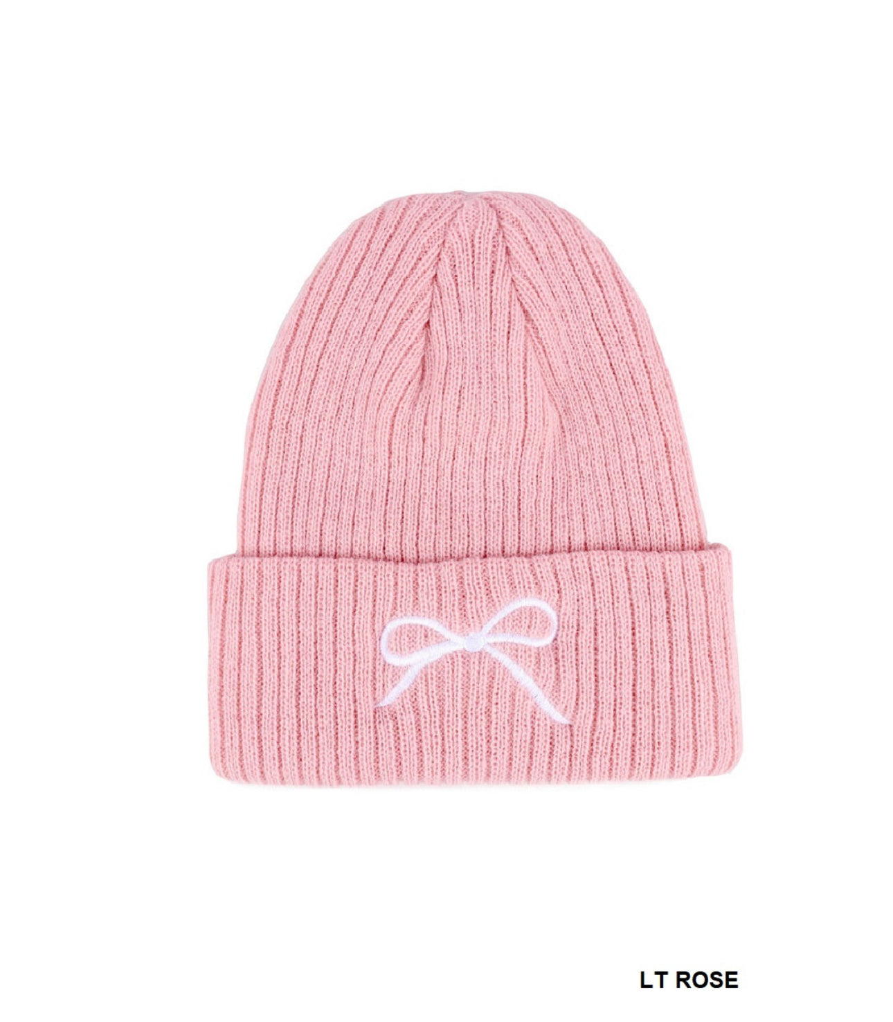 COQUETTE BOW EMBROIDERED KNITTED BEANIE