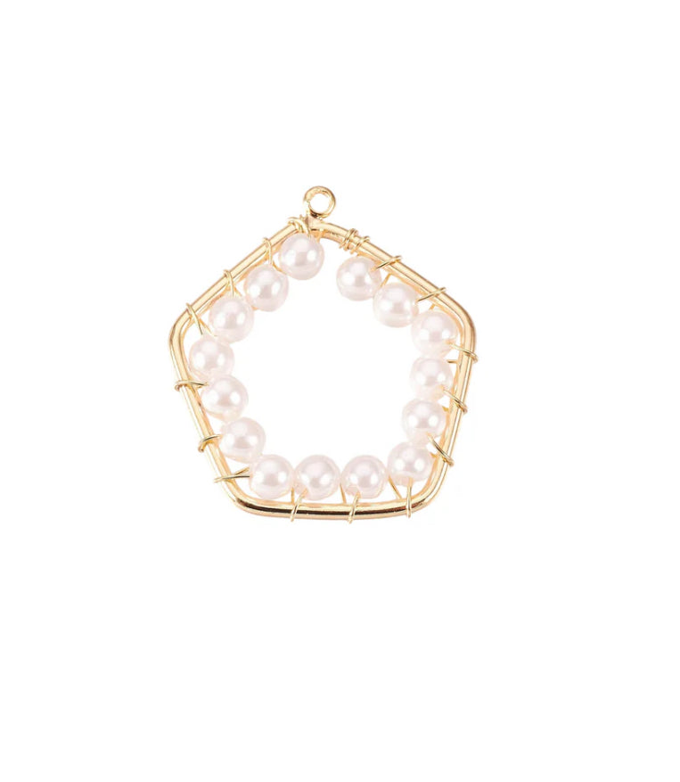 TCB Gold Pearl Pentagon Charm