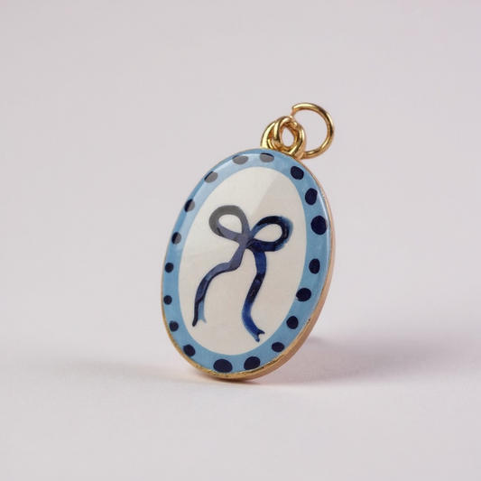 TCB Sweet & Cute Collection Blue Oval Bow Charm