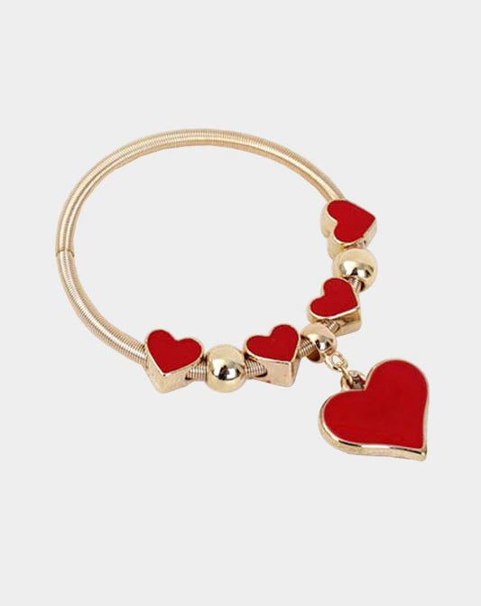 Enamel Heart Charm Stretch Bracelet