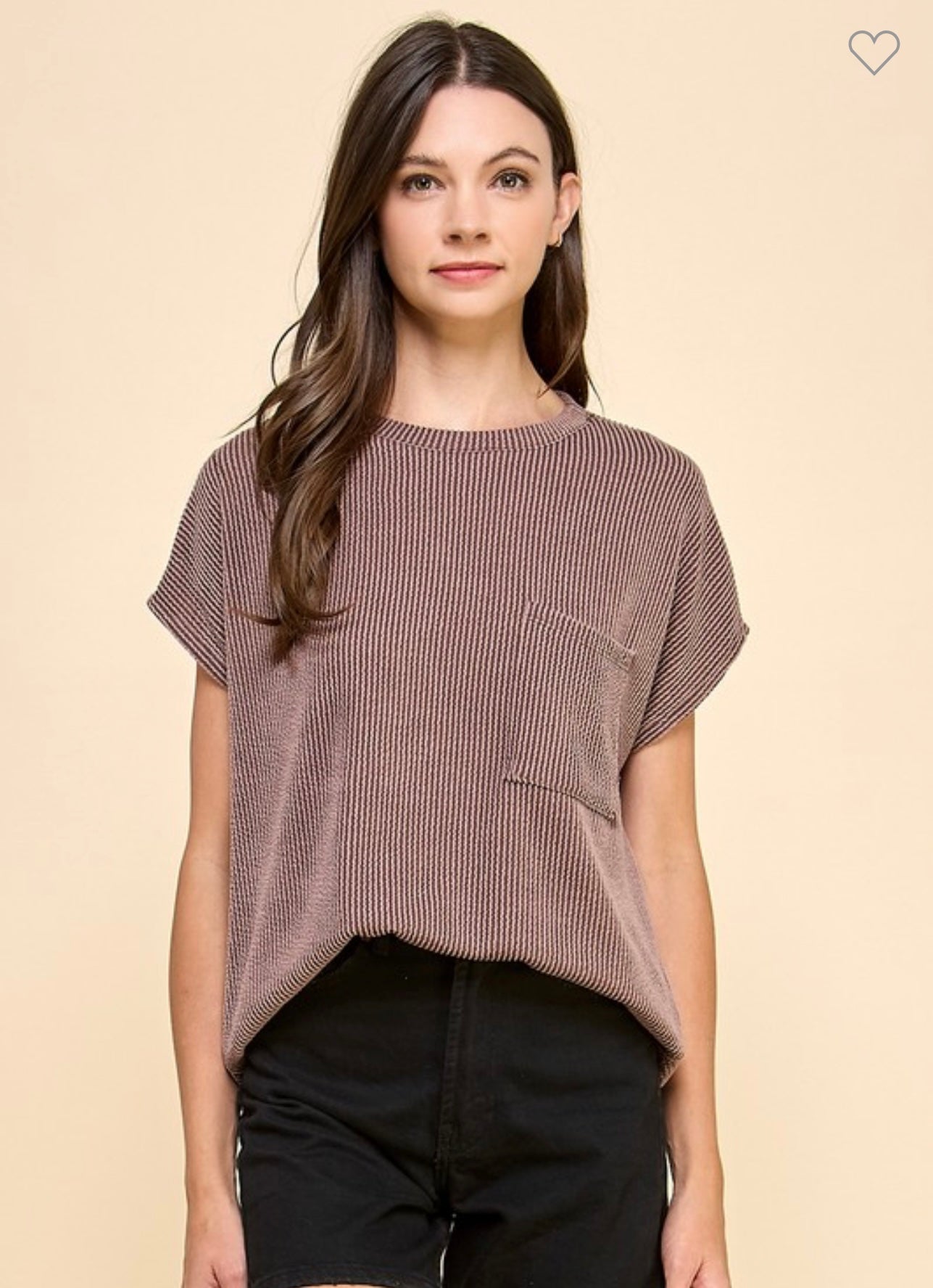 Solid Ribbed Top w Pocket