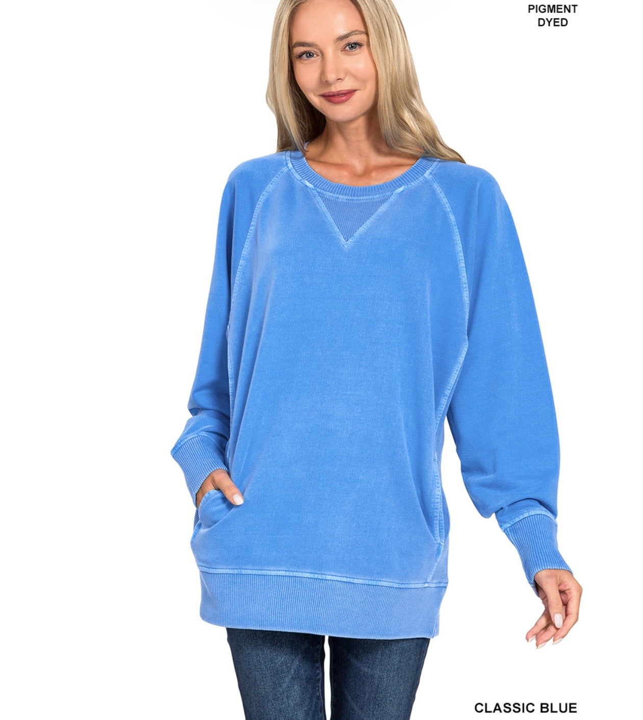 Pigment Dyed French Terry Pullover With Pockets