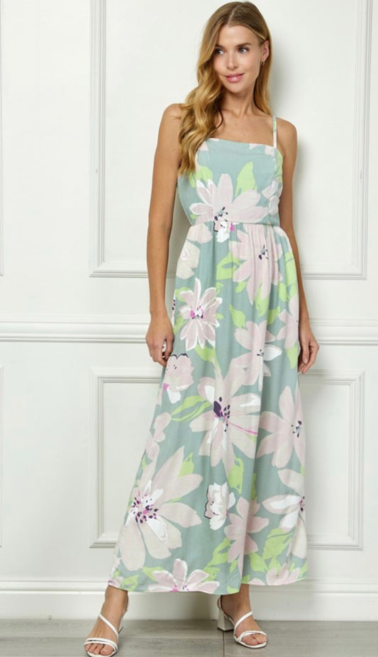 CAMI SQUARE NECK MAXI DRESS BOHEMIAN PRINT
