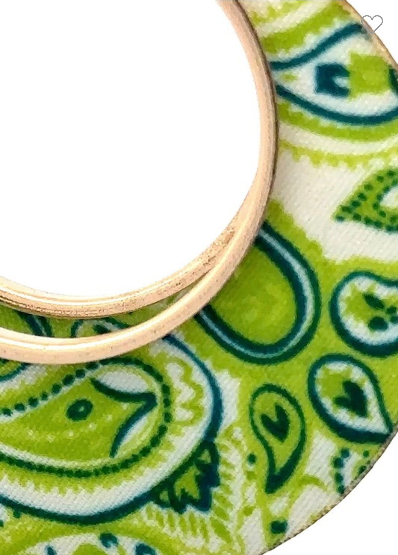 Green Paisley Hoop Earrings