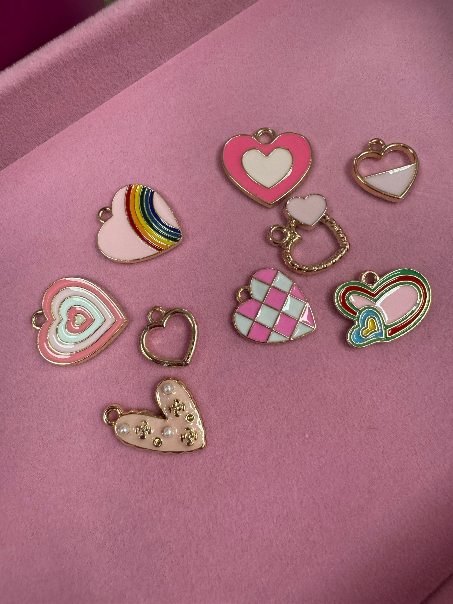 TCB Gold and Enamel Heart Charms Assorted