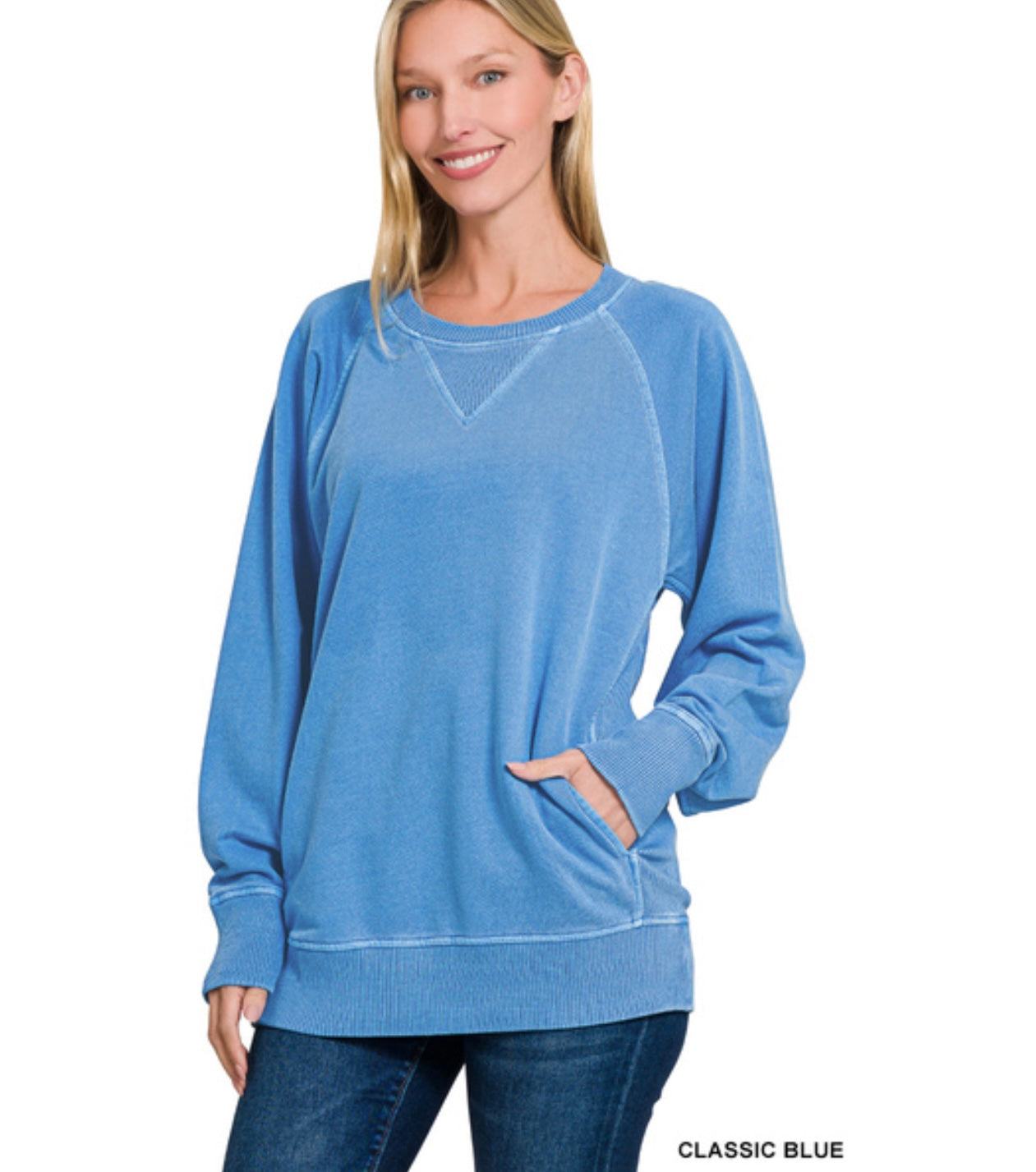 Pigment Dyed French Terry Pullover With Pockets