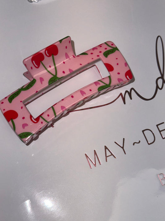 Pink Cherries Claw Clip