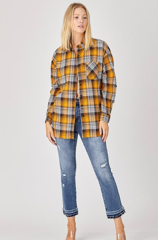 Oversized Yellow Plaid Flannel