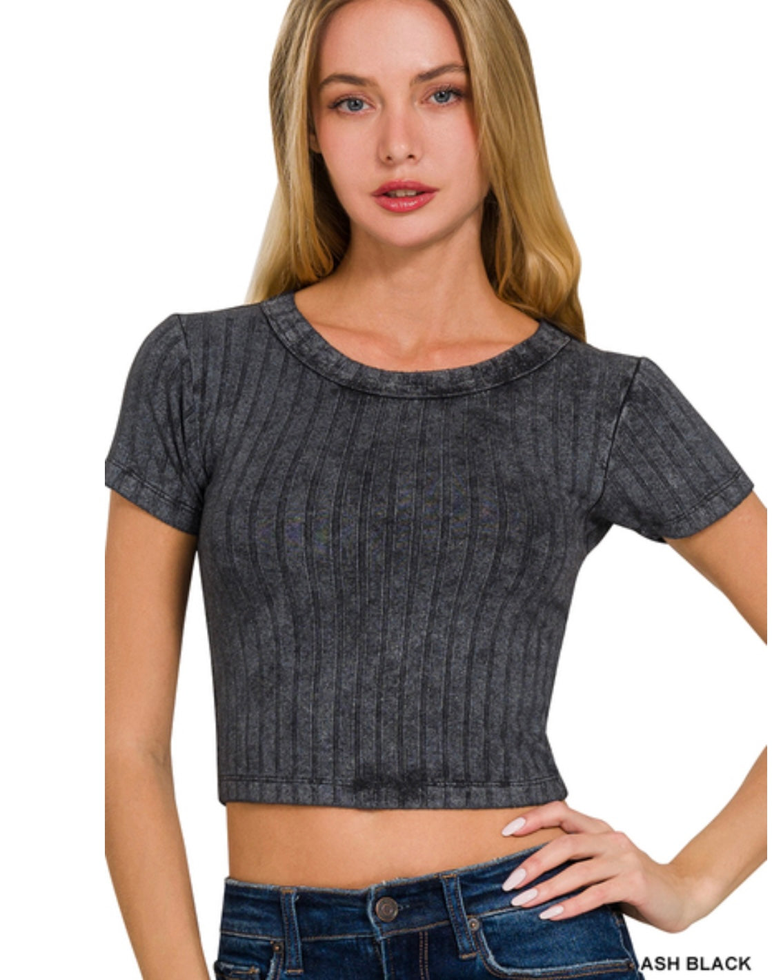 Ribbed Soft Short Sleeve Crop Top