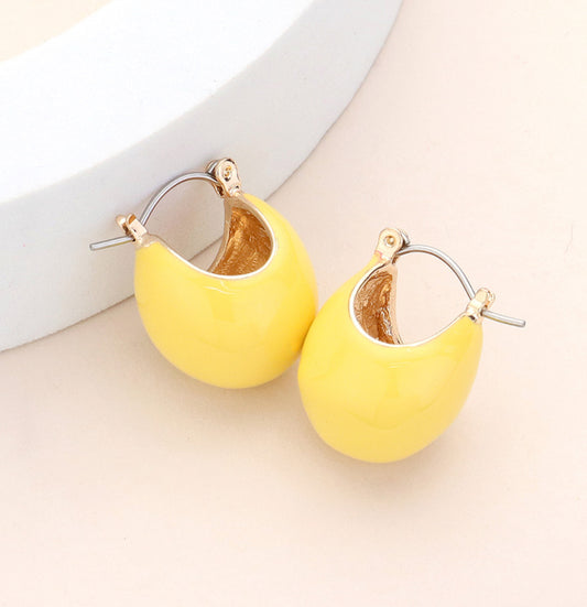 Enamel Bean Pin Catch Earrings