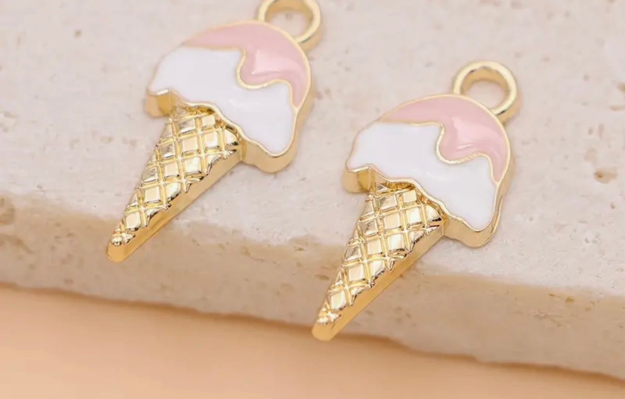 TCB Gold Ice Cream Cone Assorted Charms