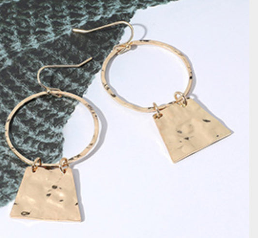 Dangle Hammered Gold Disc Earrings
