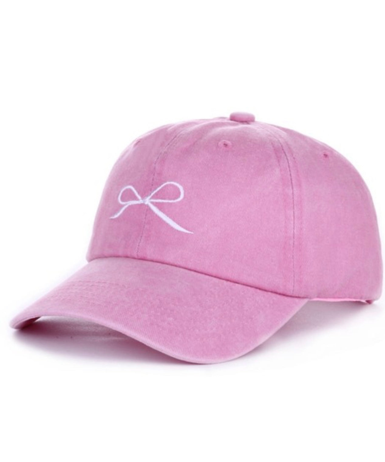 Coquette Bow Embroidered Washed Cotton Ball Cap