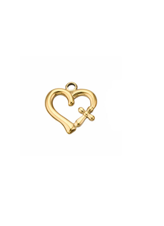 TCB Heart Cross Charm