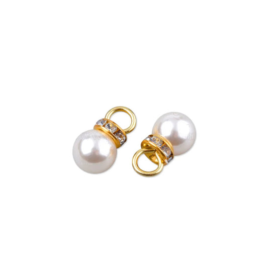 Gold Pearl and Rhinestone Collared Charm