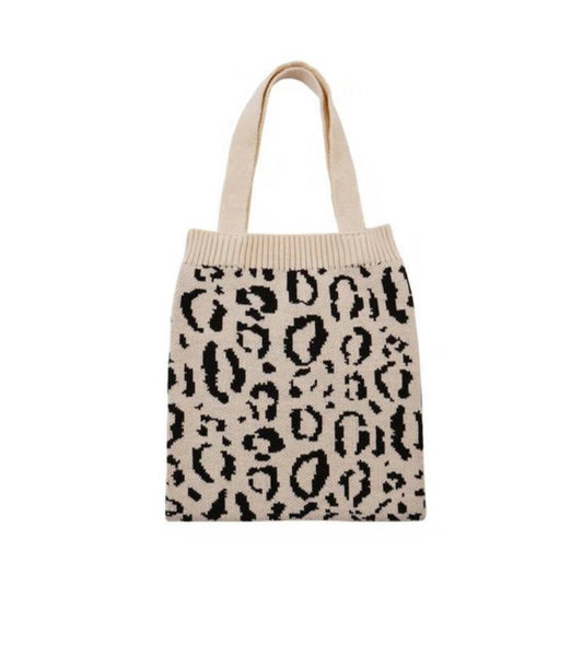 Leopard Print Sweater Tote Bag