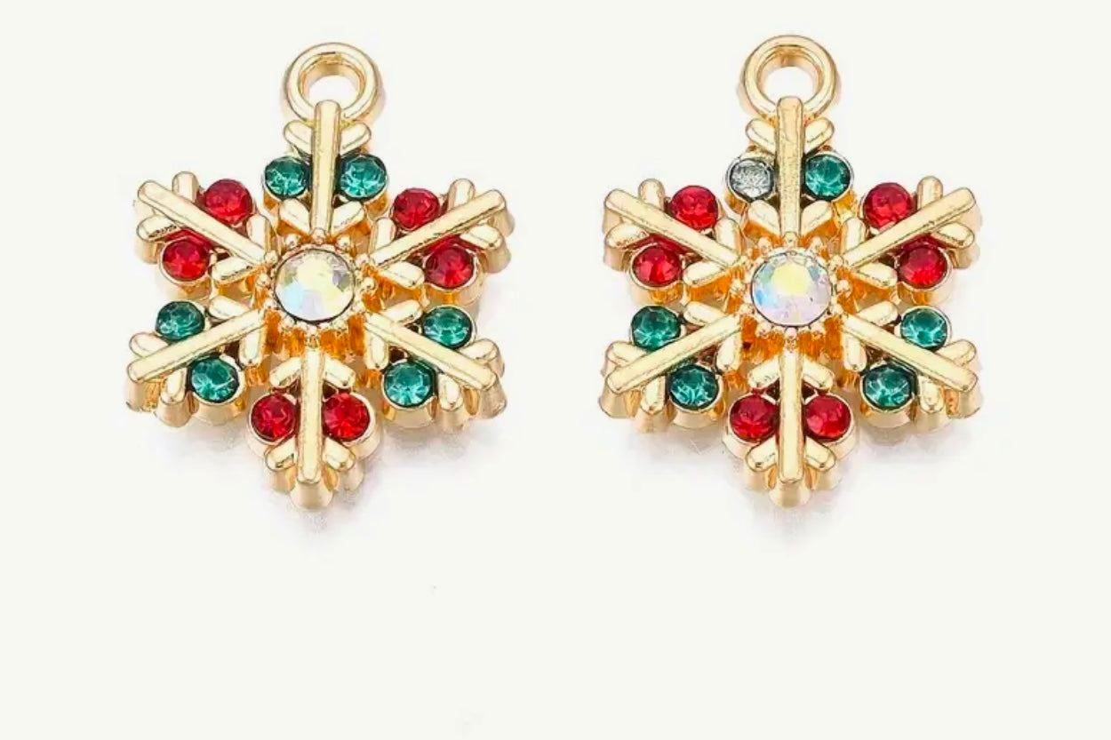 Christmas CB Gold Red/Green Snowflake Charm