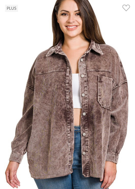 Plus Corduroy Vintage Shacket