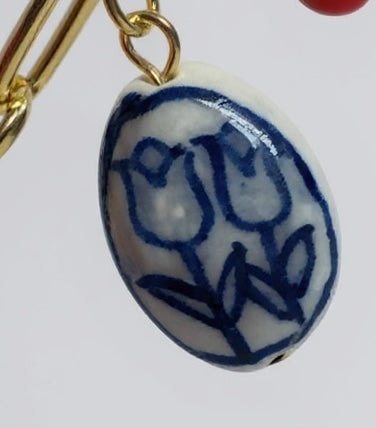 TCB Sweet and Cute Collection Round Blue Flowers Charm