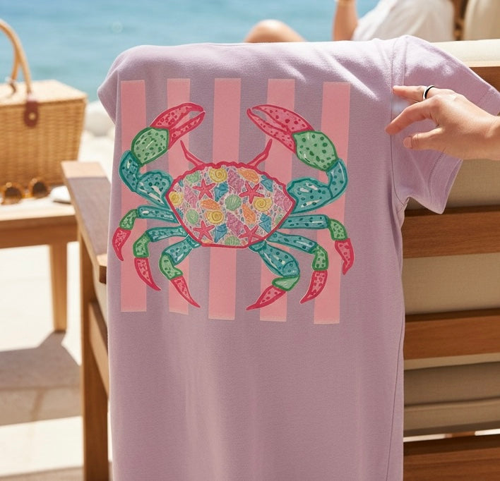 Seashell Crab Shirt: Lavender