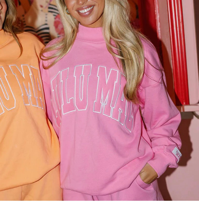 Lulu Mac Stitch Mock Neck Terry Cloth Sweatshirt