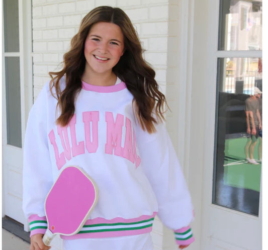 LuLu Mac White w Pink Stitch