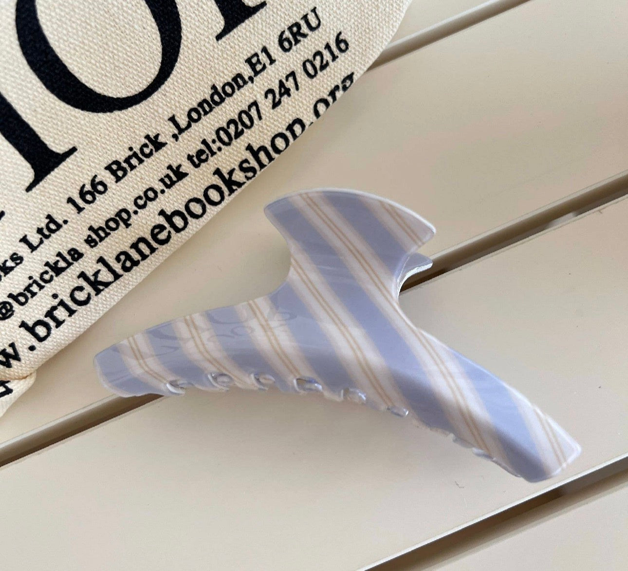 Blue-White Striped Patterns Hair Claw Clip