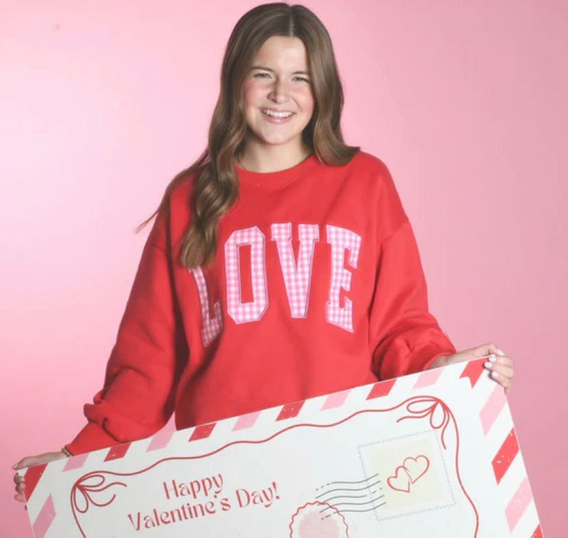 LuLu Mac LOVE RED W/PINK GINGHAM