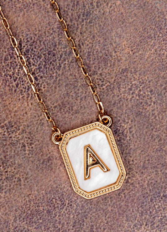 Initial Necklace Gold/White