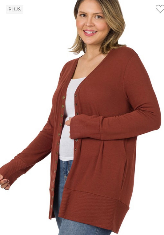 Plus Snap Button Cardigan