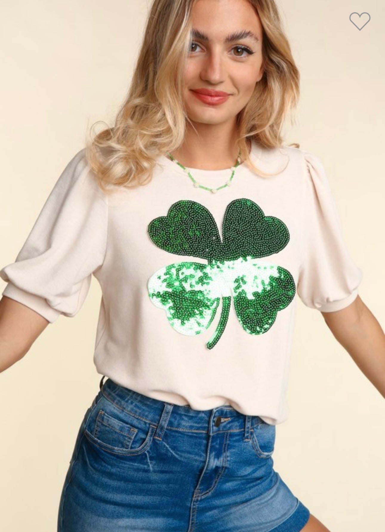 Clover Sequin Patch Top