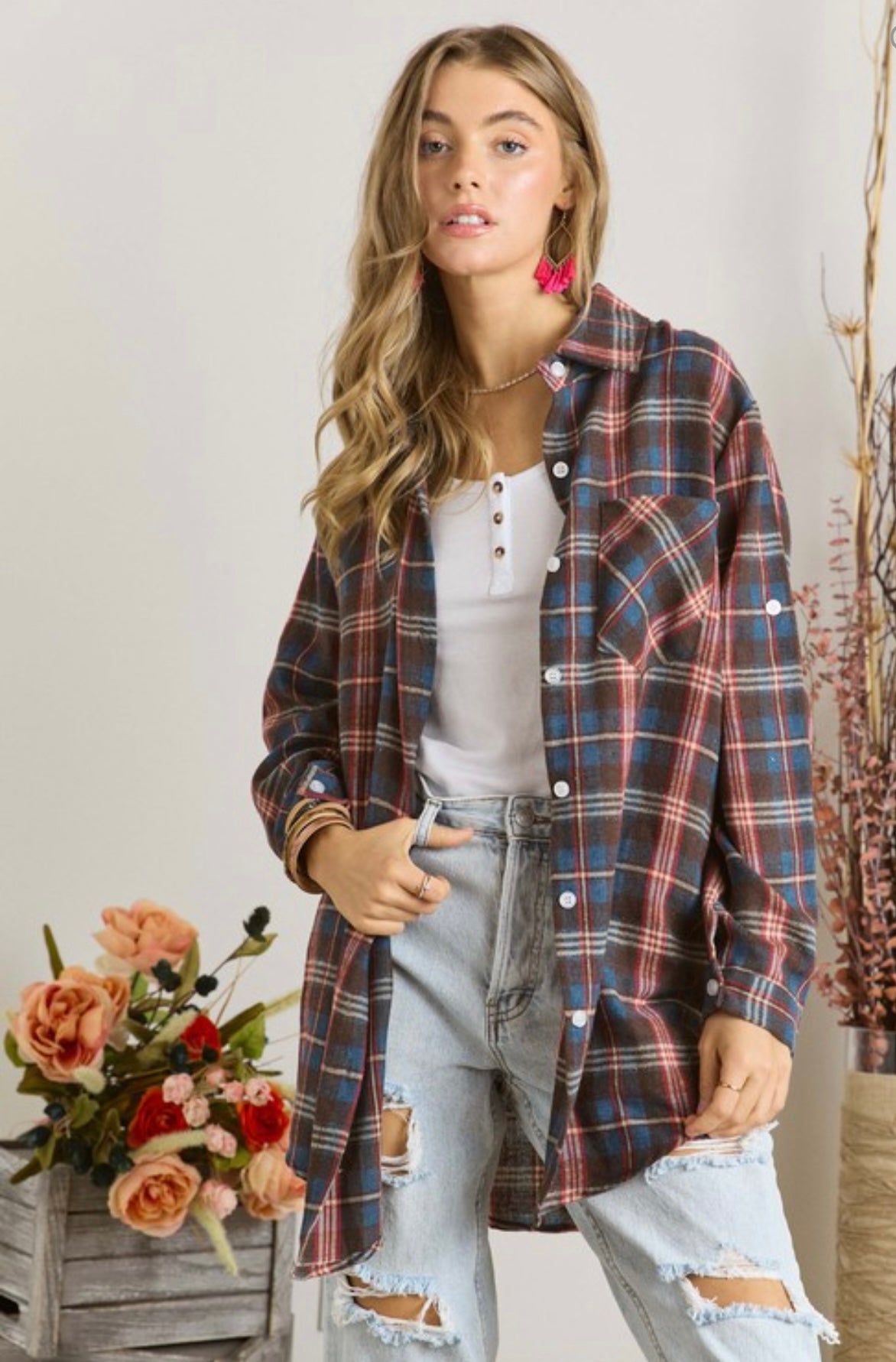 CHECK FLANNEL SHIRT W/LONG SLEEVE