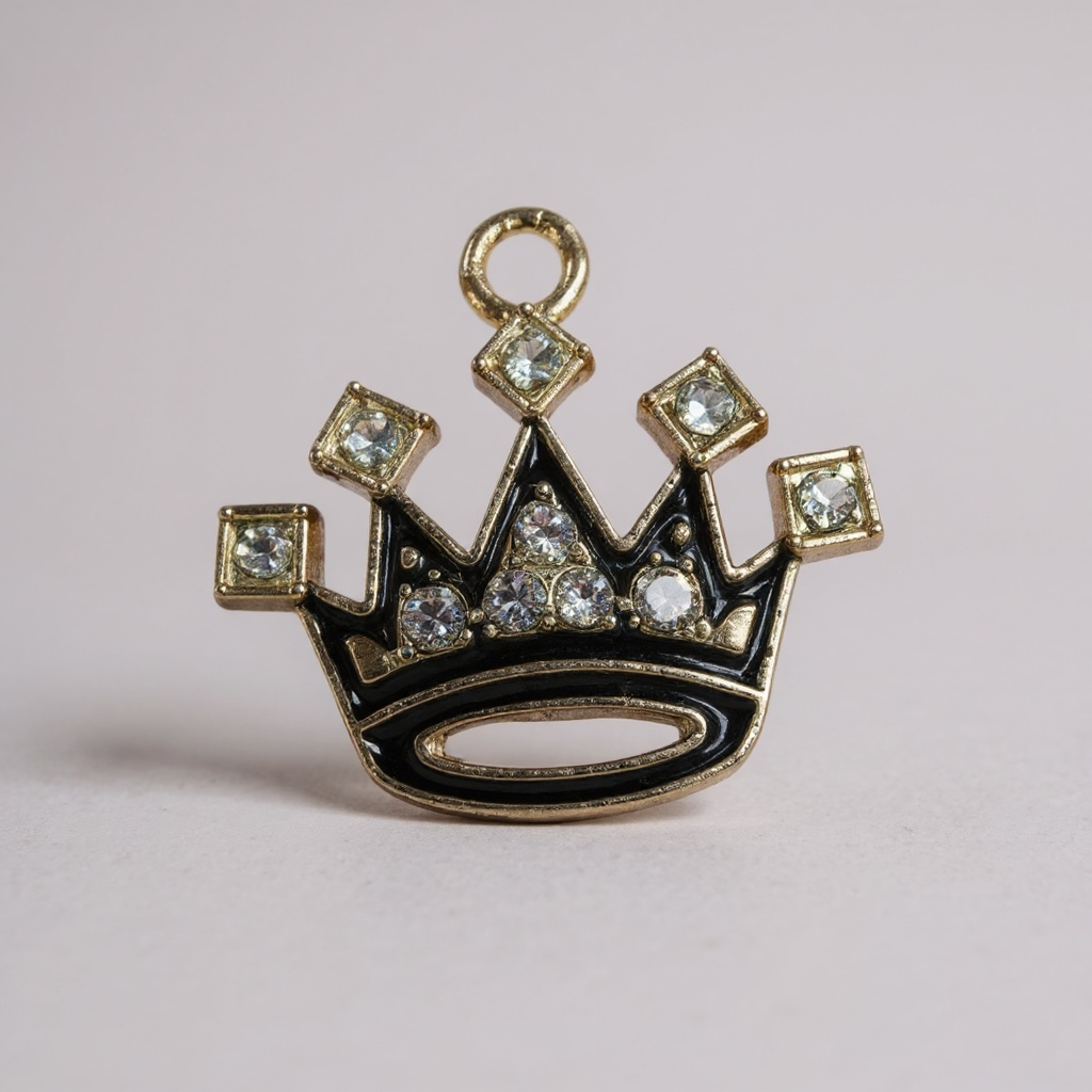 TCB Black & Diamond Crown Charm