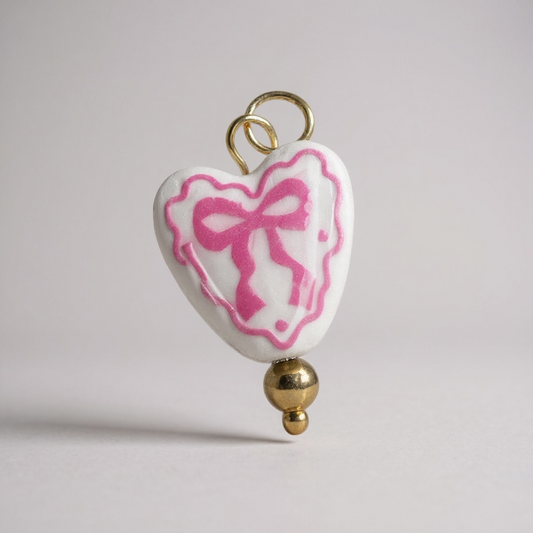 TCB Sweet and Cute Collection Pink Bow on Heart Charm