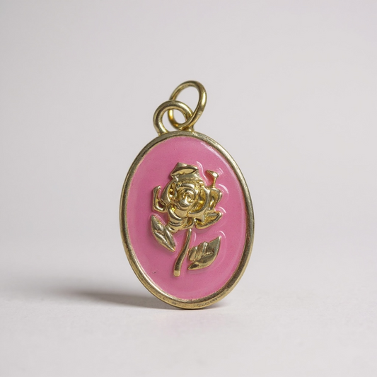 TCB Sweet and Cute Collection Gold and Pink Rose Charm