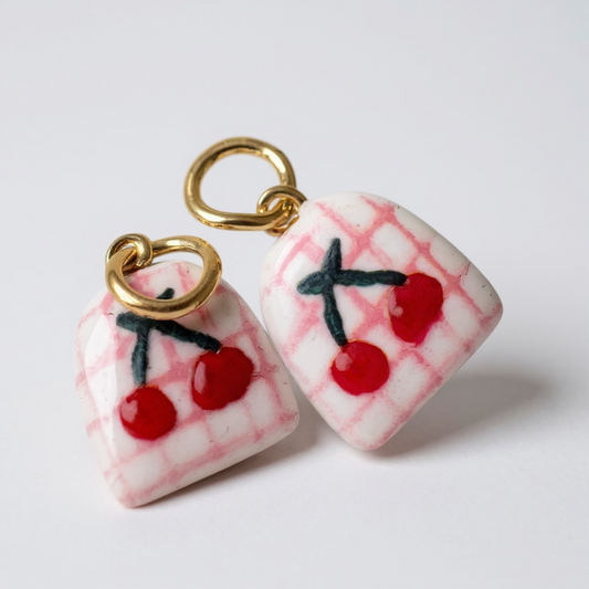 TCB Sweet and Cute Collection Pink Gingham Cherries Charm